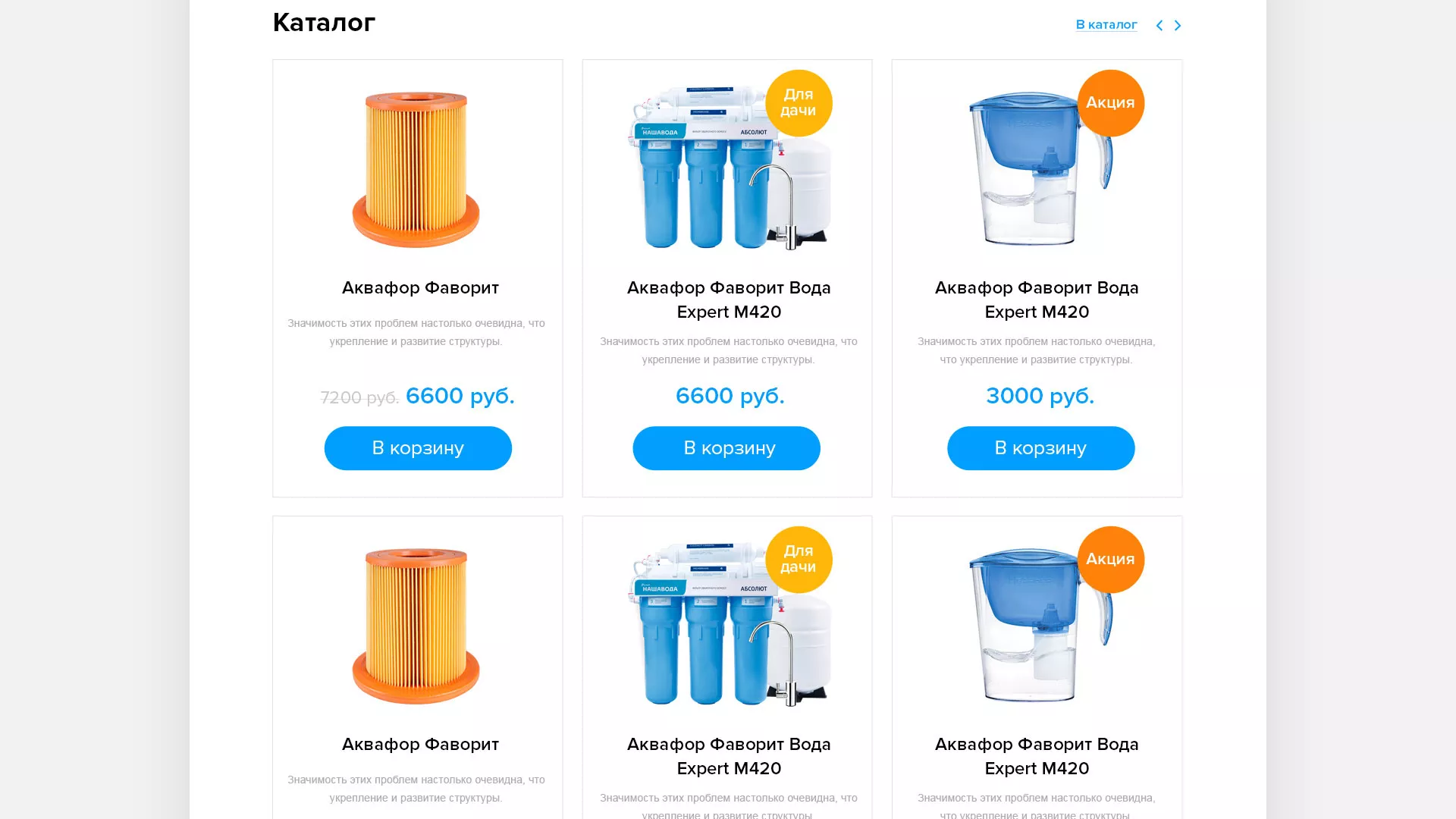 Создание интернет-магазина «Водолей» по продаже фильтров очистных сооружений в Карачеве